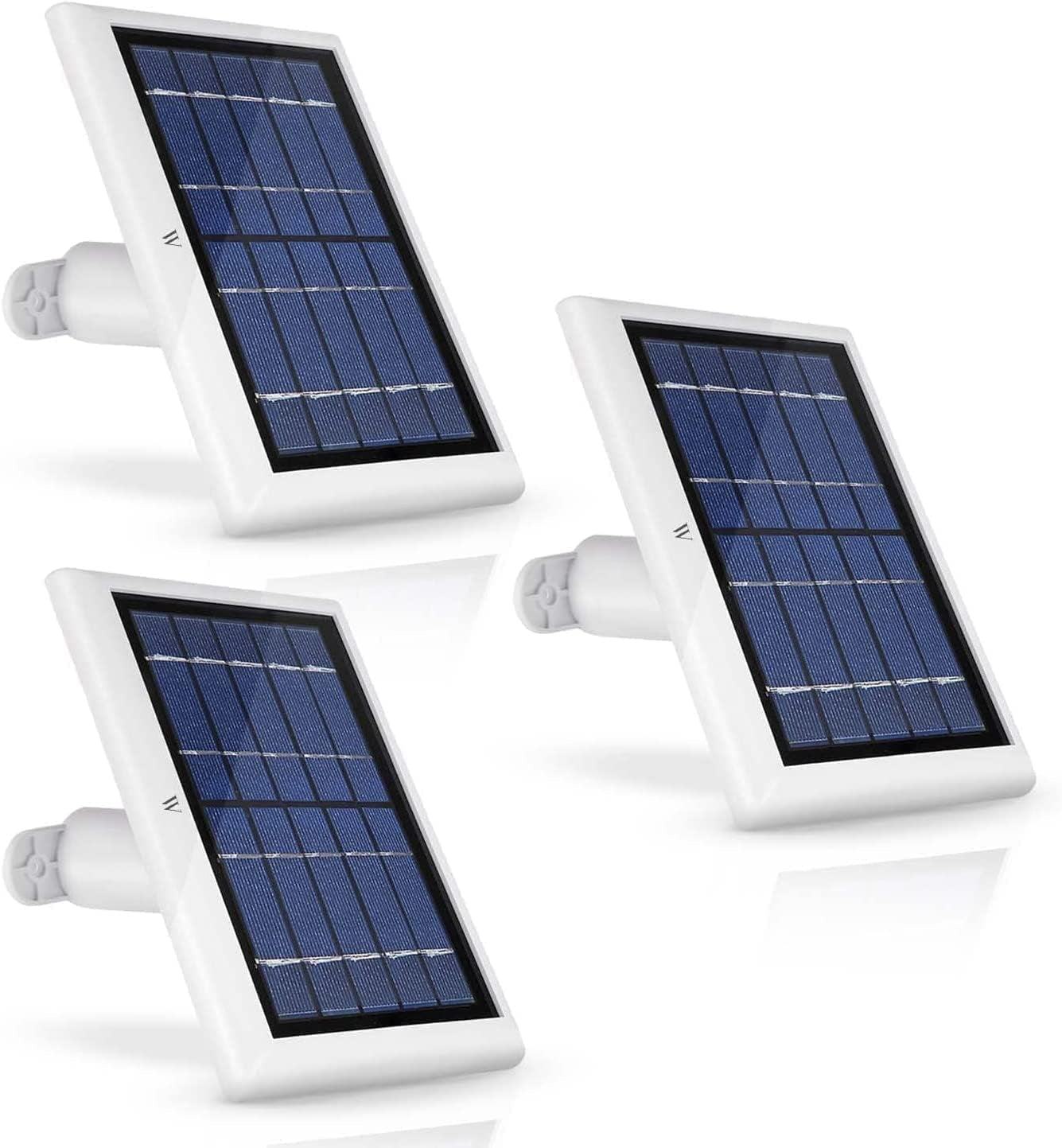 Solar Panel Compatible with Ring Spotlight Cam Plus/Pro/Battery, and Ring Stick up Cam Battery - Includes Barrel Plug with USB C Adapter - 2W 5V Charging (3 Pack, White)